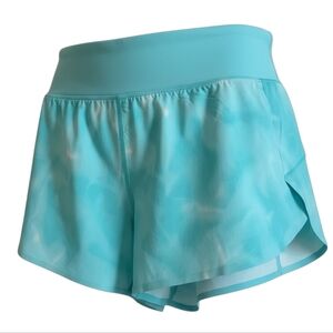Athleta Run With It 3.5 Shorts XL Aqua Blue Camo Quick Dry Running